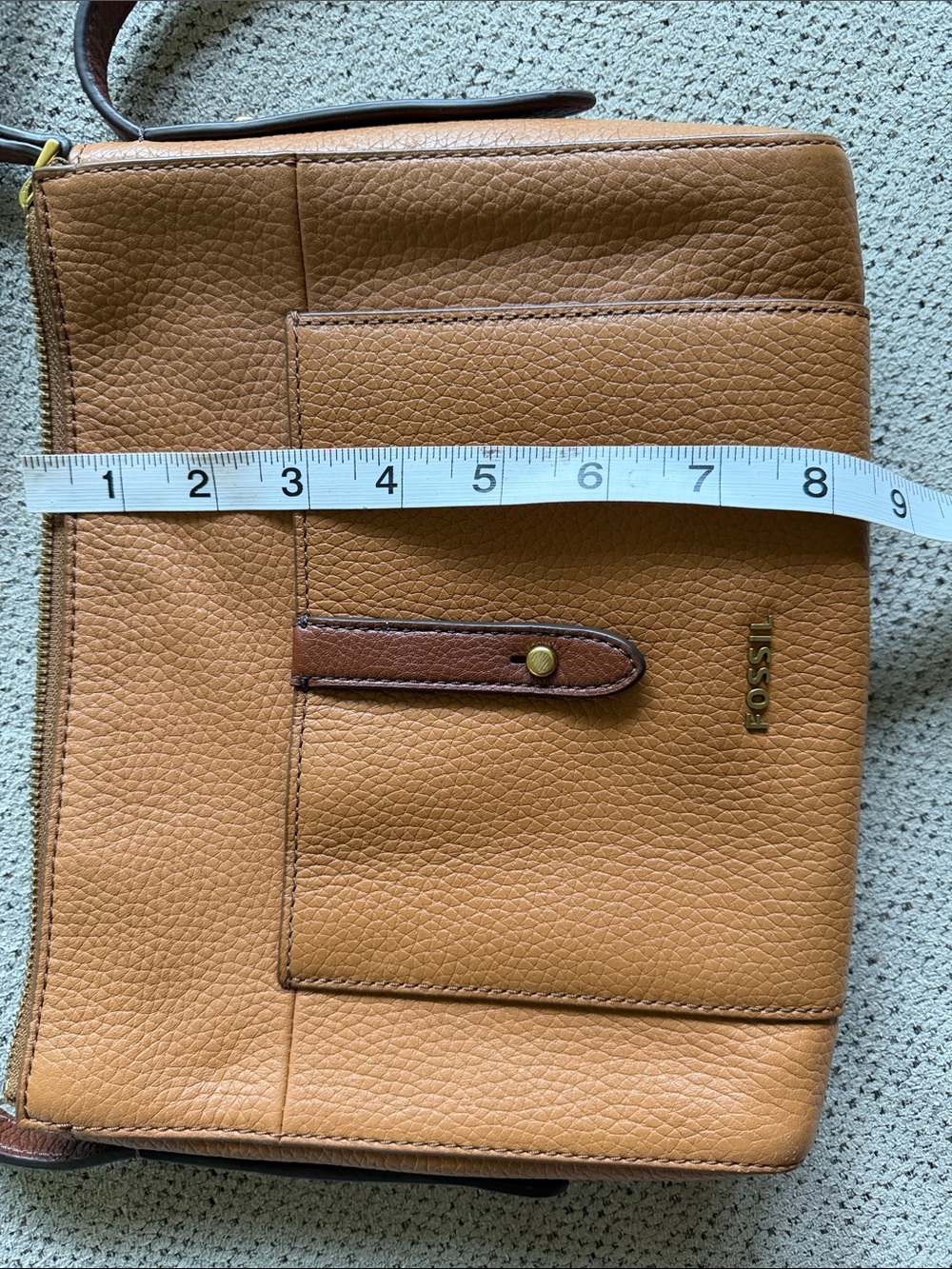 Fossil Brown/Tan Pebbled Leather Crossbody Bag - Picture 6 of 6
